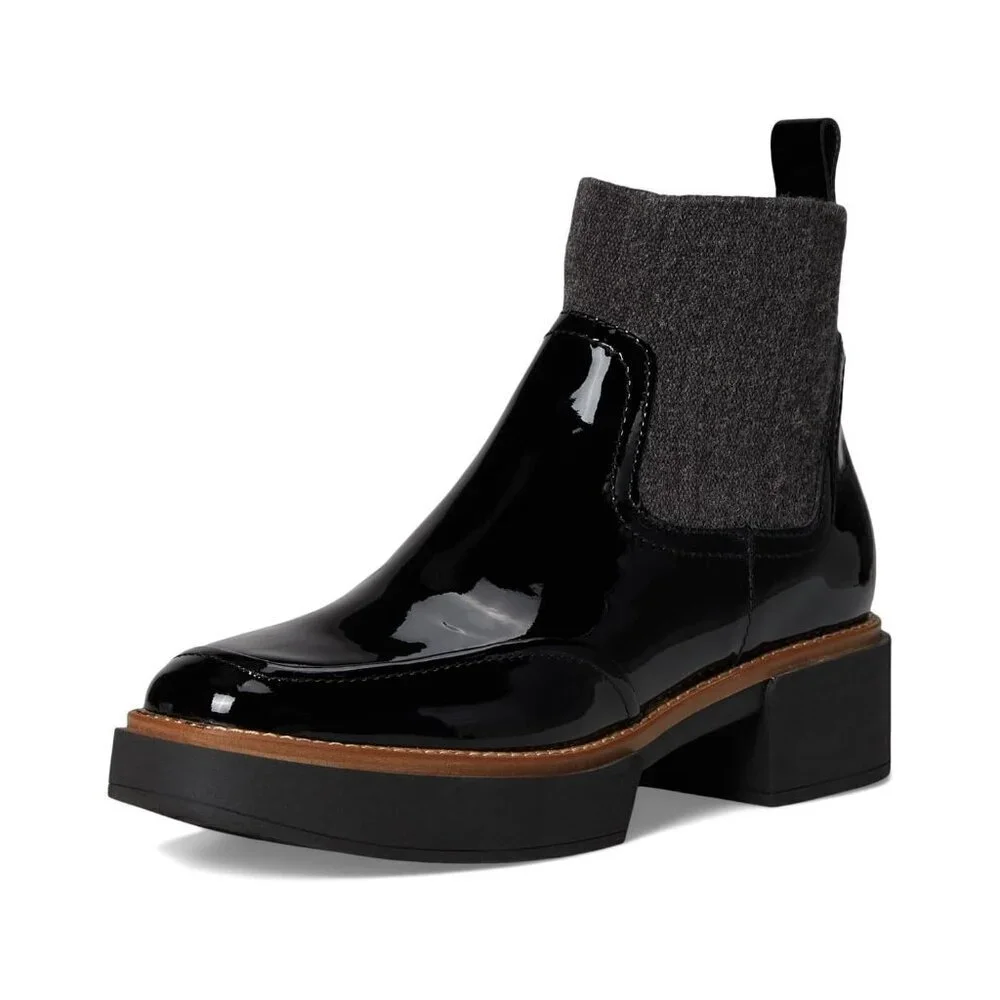 NWB$160 DOLCE VITA Patent Leather Saline H2O Waterproof Rain Booties Blk 8.5WIDE